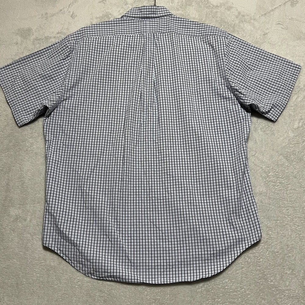Lauren Ralph Lauren Mens L Short Sleeve Shirt Blue Check Plaid Crest Logo Cotton - Picture 7 of 7